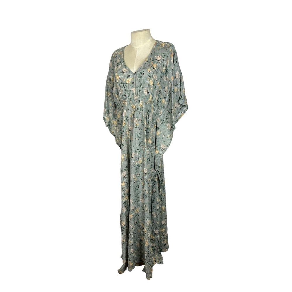 Natural Life Sanibel Island Caftan size M sage green floral Summer beachy boho